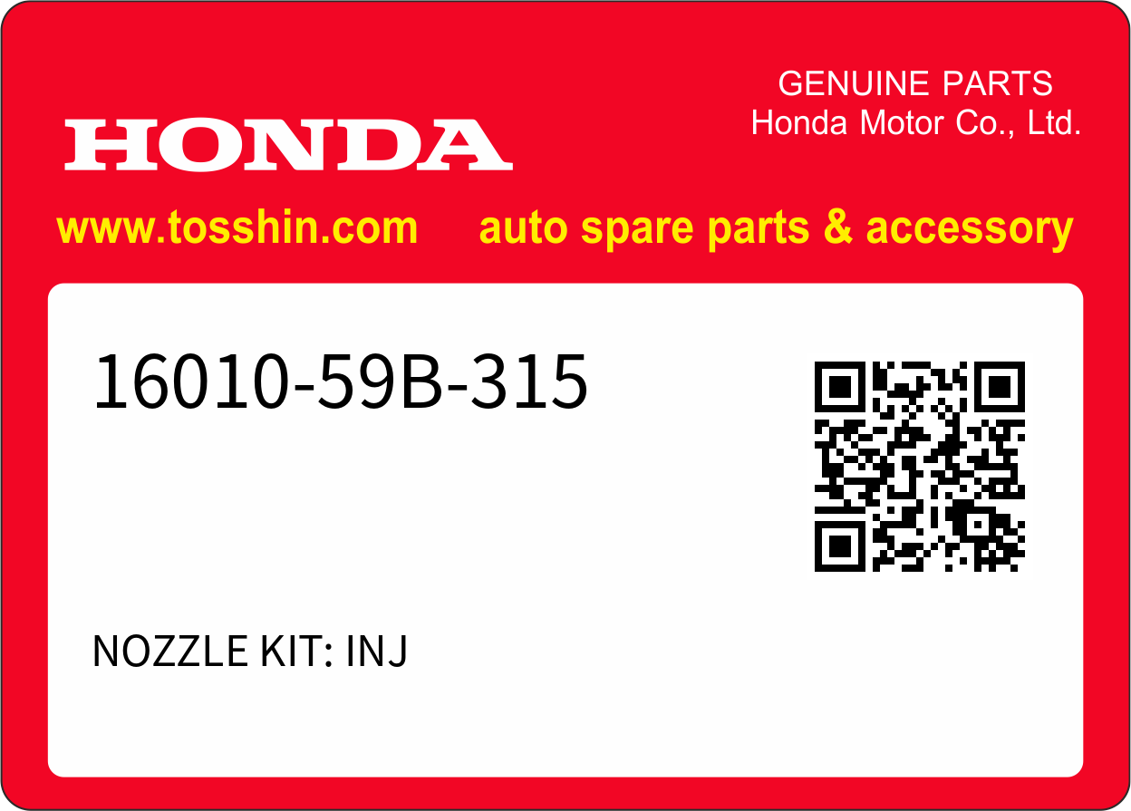 Honda 16010-59B-315 NOZZLE KIT: INJ