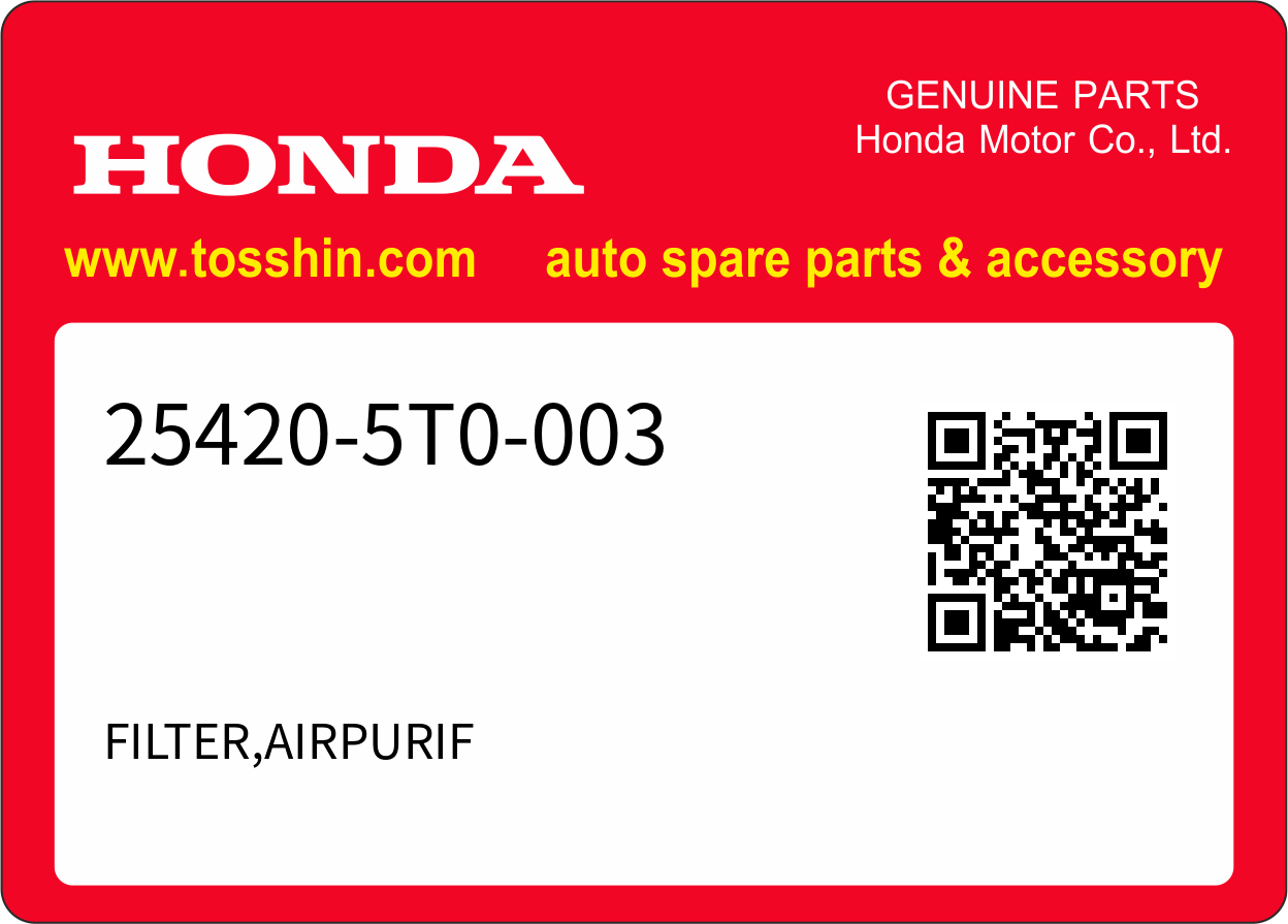 Honda 25420-5T0-003 FILTER,AIRPURIF