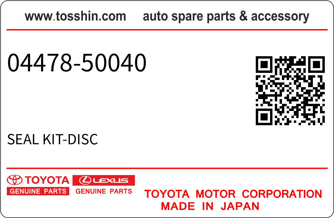 Toyota 04478-50040 SEAL KIT-DISC