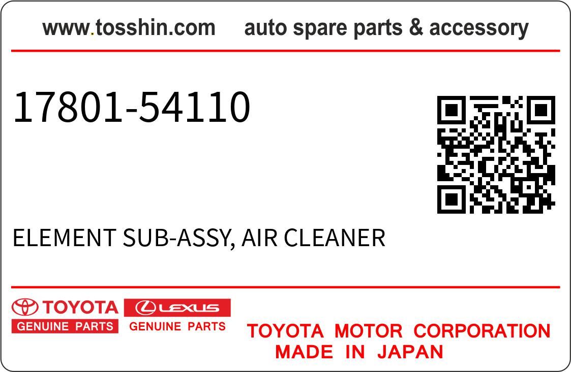 Toyota 17801-54110 ｴｱ-ｴﾚﾒﾝﾄ