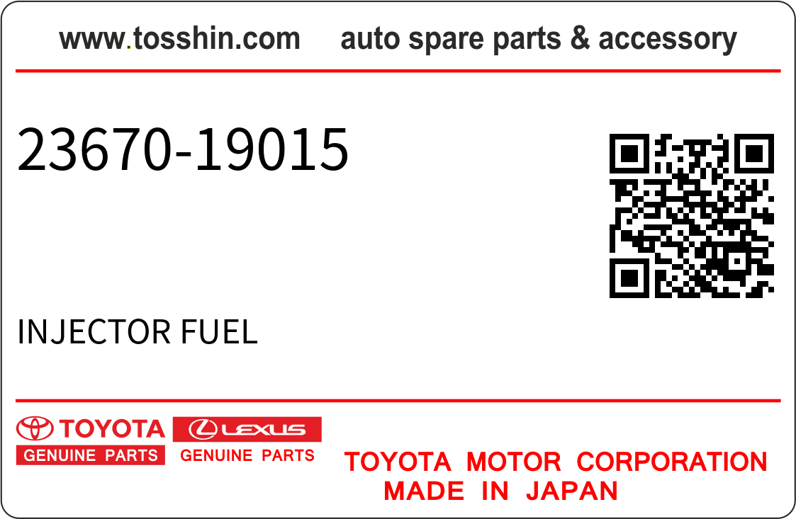 Toyota 23670-19015 INJECTOR FUEL